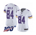 Women's Minnesota Vikings #84 Irv Smith Jr. White Vapor Untouchable Limited Player 100th Season Football Jersey