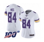 Women's Minnesota Vikings #84 Randy Moss White Vapor Untouchable Limited Player 100th Season Football Jersey