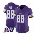 Women's Minnesota Vikings #88 Alan Page Purple Team Color Vapor Untouchable Limited Player 100th Season Football Jersey
