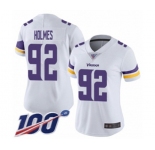 Women's Minnesota Vikings #92 Jalyn Holmes White Vapor Untouchable Limited Player 100th Season Football Jersey