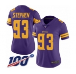 Women's Minnesota Vikings #93 Shamar Stephen Limited Purple Rush Vapor Untouchable 100th Season Football Jersey