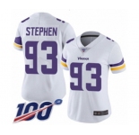 Women's Minnesota Vikings #93 Shamar Stephen White Vapor Untouchable Limited Player 100th Season Football Jersey