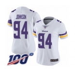 Women's Minnesota Vikings #94 Jaleel Johnson White Vapor Untouchable Limited Player 100th Season Football Jersey