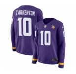 Women's Nike Minnesota Vikings #10 Fran Tarkenton Limited Purple Therma Long Sleeve NFL Jersey