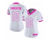 Women's Nike Minnesota Vikings #10 Fran Tarkenton Limited White-Pink Rush Fashion NFL Jersey