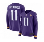 Women's Nike Minnesota Vikings #11 Laquon Treadwell Limited Purple Therma Long Sleeve NFL Jersey