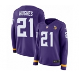 Women's Nike Minnesota Vikings #21 Mike Hughes Limited Purple Therma Long Sleeve NFL Jersey