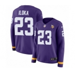 Women's Nike Minnesota Vikings #23 George Iloka Limited Purple Therma Long Sleeve NFL Jersey
