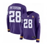 Women's Nike Minnesota Vikings #28 Adrian Peterson Limited Purple Therma Long Sleeve NFL Jersey