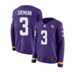 Women's Nike Minnesota Vikings #3 Trevor Siemian Limited Purple Therma Long Sleeve NFL Jersey