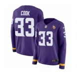Women's Nike Minnesota Vikings #33 Dalvin Cook Limited Purple Therma Long Sleeve NFL Jersey
