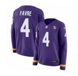 Women's Nike Minnesota Vikings #4 Brett Favre Limited Purple Therma Long Sleeve NFL Jersey