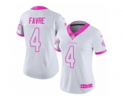 Women's Nike Minnesota Vikings #4 Brett Favre Limited White-Pink Rush Fashion NFL Jersey