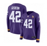Women's Nike Minnesota Vikings #42 Ben Gedeon Limited Purple Therma Long Sleeve NFL Jersey