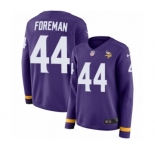 Women's Nike Minnesota Vikings #44 Chuck Foreman Limited Purple Therma Long Sleeve NFL Jersey