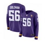 Women's Nike Minnesota Vikings #56 Chris Doleman Limited Purple Therma Long Sleeve NFL Jersey