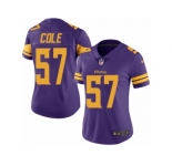 Women's Nike Minnesota Vikings #57 Audie Cole Limited Purple Rush NFL Jersey