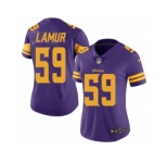 Women's Nike Minnesota Vikings #59 Emmanuel Lamur Limited Purple Rush NFL Jersey