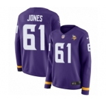 Women's Nike Minnesota Vikings #61 Brett Jones Limited Purple Therma Long Sleeve NFL Jersey