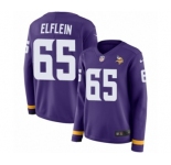 Women's Nike Minnesota Vikings #65 Pat Elflein Limited Purple Therma Long Sleeve NFL Jersey