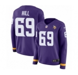 Women's Nike Minnesota Vikings #69 Rashod Hill Limited Purple Therma Long Sleeve NFL Jersey