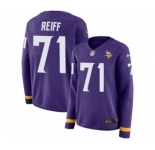 Women's Nike Minnesota Vikings #71 Riley Reiff Limited Purple Therma Long Sleeve NFL Jersey