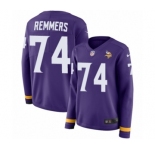 Women's Nike Minnesota Vikings #74 Mike Remmers Limited Purple Therma Long Sleeve NFL Jersey