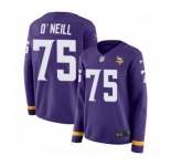 Women's Nike Minnesota Vikings #75 Brian O'Neill Limited Purple Therma Long Sleeve NFL Jersey