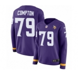 Women's Nike Minnesota Vikings #79 Tom Compton Limited Purple Therma Long Sleeve NFL Jersey