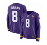 Women's Nike Minnesota Vikings #8 Kirk Cousins Limited Purple Therma Long Sleeve NFL Jersey