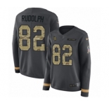 Women's Nike Minnesota Vikings #82 Kyle Rudolph Limited Black Salute to Service Therma Long Sleeve NFL Jersey