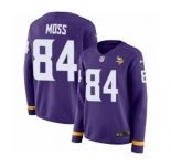 Women's Nike Minnesota Vikings #84 Randy Moss Limited Purple Therma Long Sleeve NFL Jersey