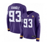 Women's Nike Minnesota Vikings #93 John Randle Limited Purple Therma Long Sleeve NFL Jersey