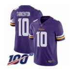 Youth Minnesota Vikings #10 Fran Tarkenton Purple Team Color Vapor Untouchable Limited Player 100th Season Football Jersey