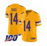 Youth Minnesota Vikings #14 Stefon Diggs Limited Gold Inverted Legend 100th Season Football Jersey