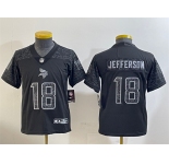 Youth Minnesota Vikings #18 Justin Jefferson Black Reflective Limited Stitched Football Jersey