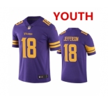 Youth Minnesota Vikings #18 Justin Jefferson Purple Color Rush Limited Stitched Jersey