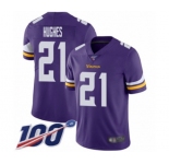 Youth Minnesota Vikings #21 Mike Hughes Purple Team Color Vapor Untouchable Limited Player 100th Season Football Jersey