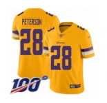 Youth Minnesota Vikings #28 Adrian Peterson Limited Gold Inverted Legend 100th Season Football Jersey