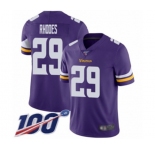 Youth Minnesota Vikings #29 Xavier Rhodes Purple Team Color Vapor Untouchable Limited Player 100th Season Football Jersey