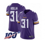 Youth Minnesota Vikings #31 Ameer Abdullah Purple Team Color Vapor Untouchable Limited Player 100th Season Football Jersey