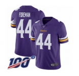 Youth Minnesota Vikings #44 Chuck Foreman Purple Team Color Vapor Untouchable Limited Player 100th Season Football Jersey
