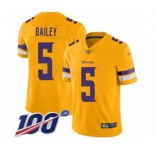 Youth Minnesota Vikings #5 Dan Bailey Limited Gold Inverted Legend 100th Season Football Jersey