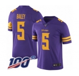 Youth Minnesota Vikings #5 Dan Bailey Limited Purple Rush Vapor Untouchable 100th Season Football Jersey