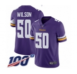 Youth Minnesota Vikings #50 Eric Wilson Purple Team Color Vapor Untouchable Limited Player 100th Season Football Jersey