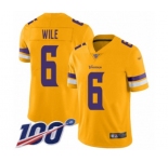 Youth Minnesota Vikings #6 Matt Wile Limited Gold Inverted Legend 100th Season Football Jersey