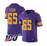 Youth Minnesota Vikings #65 Pat Elflein Limited Purple Rush Vapor Untouchable 100th Season Football Jersey