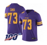 Youth Minnesota Vikings #73 Dru Samia Limited Purple Rush Vapor Untouchable 100th Season Football Jersey