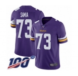 Youth Minnesota Vikings #73 Dru Samia Purple Team Color Vapor Untouchable Limited Player 100th Season Football Jersey