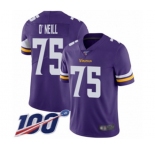 Youth Minnesota Vikings #75 Brian O'Neill Purple Team Color Vapor Untouchable Limited Player 100th Season Football Jersey